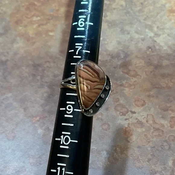 🌺Artisan Sterling & Agate Ring - Picture 12 of 12